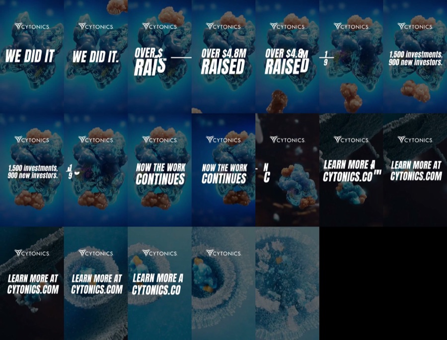 Cytonics milestone reel frames